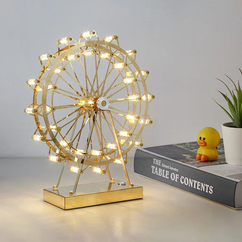 ™ LED Ferris Wheel Table Lamp for Bedroom Decor Stainless Steel Night Light