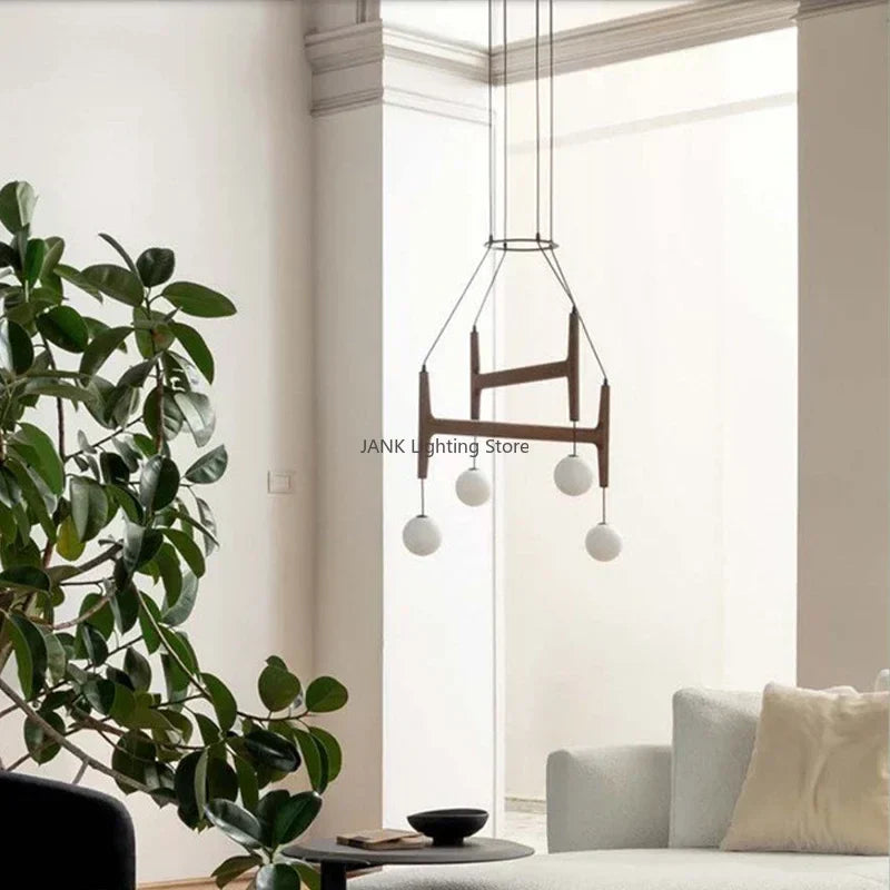 DecorBites™ ASTRA Wood Pendant Light Multi Head LED Chandelier Interior Decor Lamp