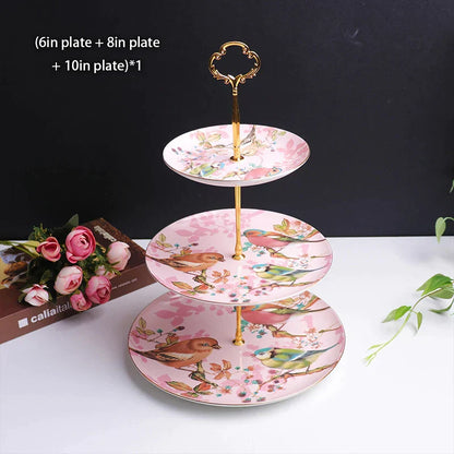 DecorBites™ Bone China Fruit Plates Set Cake Stand Buffet Snack Dishes Elegant Tableware Decor