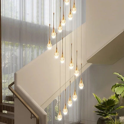 DecorBites™ Crystal Bubble Chandelier for Duplex Living Room, Rotating Staircase, Villa Lobby