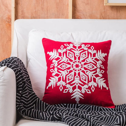 DecorBites™ Christmas Snowflake Elk Embroidered Pillowcases - Festive Decorative Cushion Cover