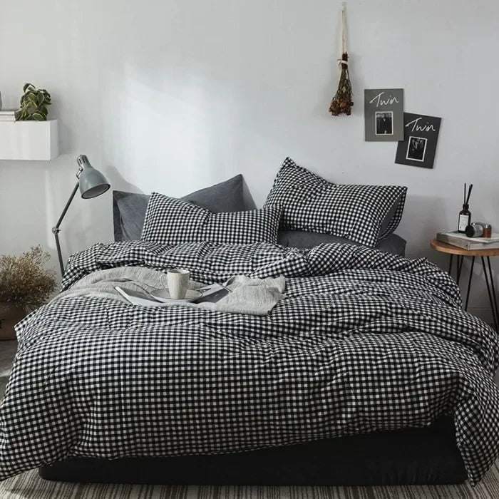 ™ Japanese Style Cotton Printed 4Pcs Bedding Set with Double-Sided Design
