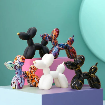 DecorBites™ Balloon Dog Sculpture Modern Decor Black White Pink Room Figurines