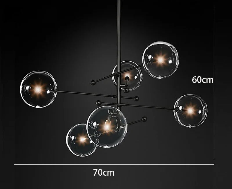 DecorBites™ Black Gold Glass LED Chandelier for Living Room Bedroom Restaurant