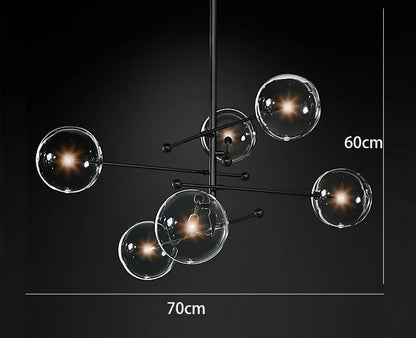 DecorBites™ Black Gold Glass LED Chandelier for Living Room Bedroom Restaurant