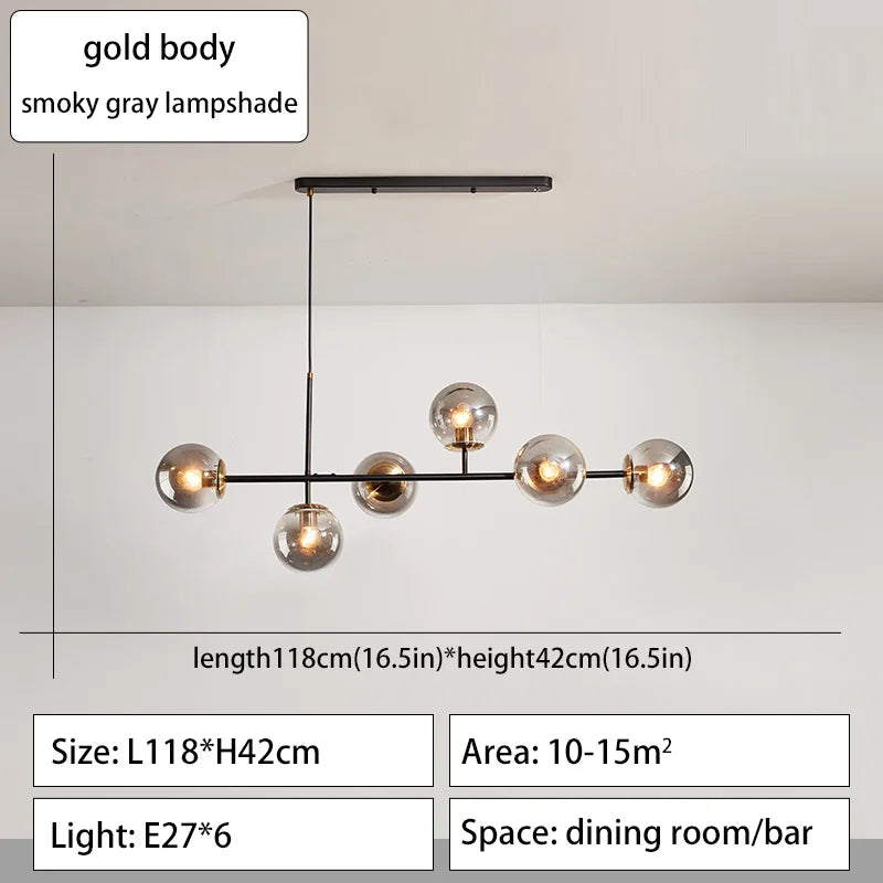 DecorBites™ Glass Ball Ceiling Chandelier for Kitchen Dining Living Room