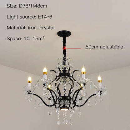 DecorBites™ Crystal Candle Chandelier Lighting: Farmhouse Dining Kitchen Pendant Lamp