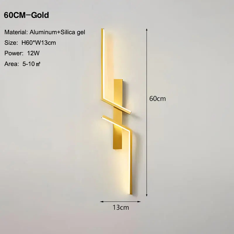DecorBites™ Black Gold LED Wall Lights: Modern Wall Sconce for TV Background, Bedroom, Stairs