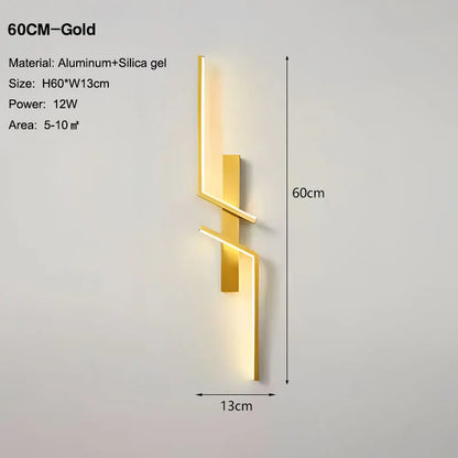 DecorBites™ Black Gold LED Wall Lights: Modern Wall Sconce for TV Background, Bedroom, Stairs