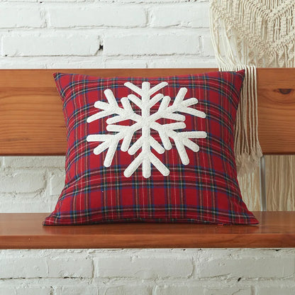 DecorBites™ Christmas Letter Embroidery Plaid Cushion Cover Set