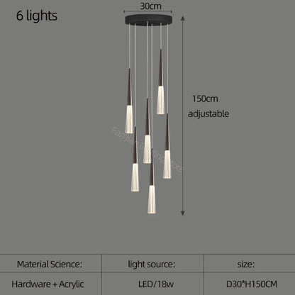 DecorBites™ Acrylic Cone Pendant Light for Villa Stair, Kitchen, and Restaurant.