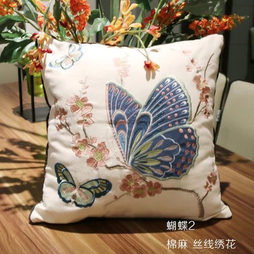 DecorBites™ Butterfly & Dragonfly Sofa Cushion Cover, European Embroidered Design