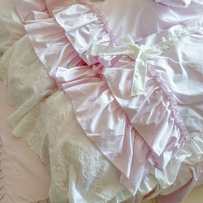 DecorBites™ Korean Lace Ruffles Cotton Bedding Set - Sweet Girl Design