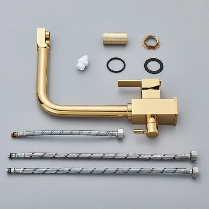 DecorBites™ Dual Outlet Gold Kitchen Faucet for Purified Water Hot & Cold Basin Sink