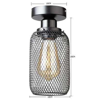 DecorBites™ Black Metal Cage Farmhouse Ceiling Light, E27 Base for Hallway, Porch, Bedroom