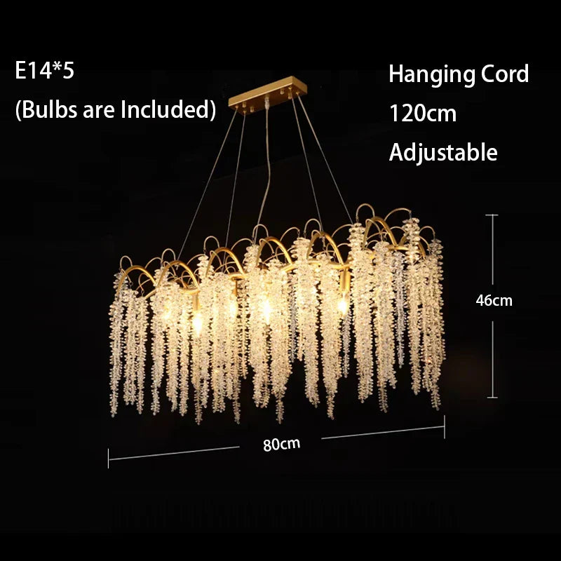 DecorBites™ Crystal Wistaria Ceiling Chandelier - Artistic Branch Design Pendant Lighting for Home Decor