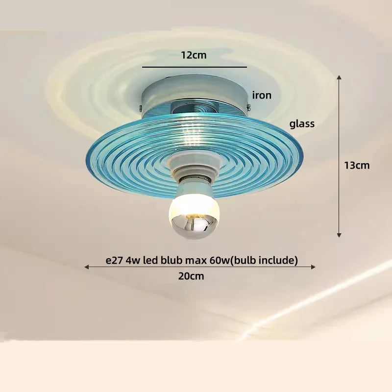 DecorBites™ Blue Flower Glass LED Ceiling Light | Nordic Modern Flush Mount Lamp