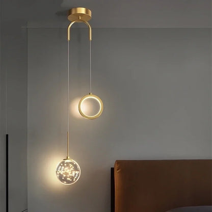 DecorBites™ Gold Ring LED Pendant Light for Luxury Ceiling Decor