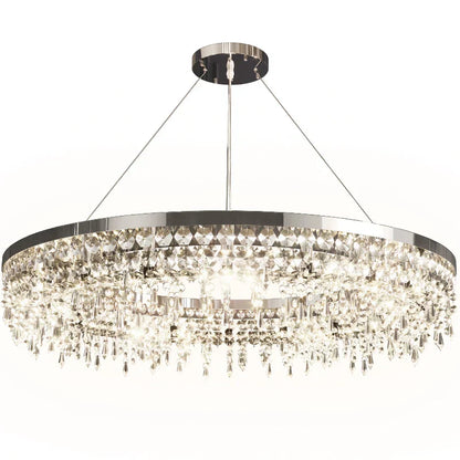 DecorBites™ Crystal Circle LED Chandelier for Modern Luxury Living Room Decor