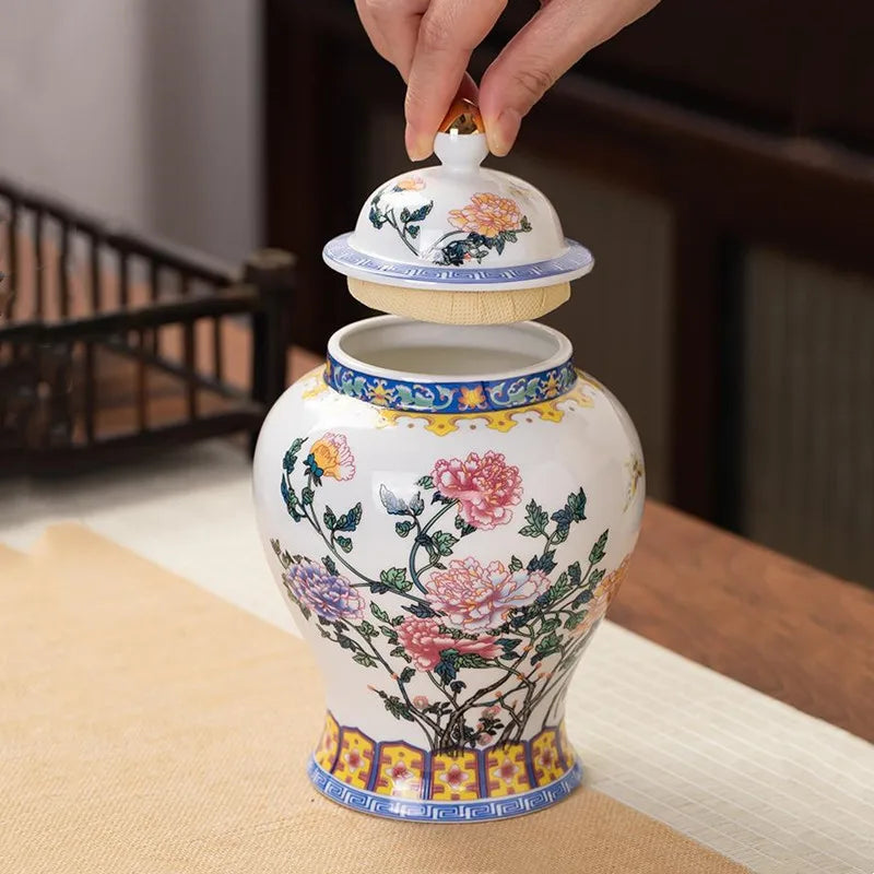 DecorBites™ Blue & White Porcelain Tea Pot Sealed Storage Container