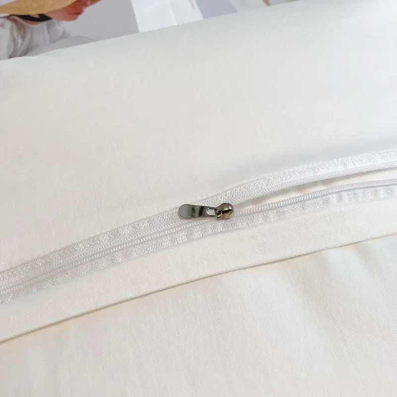 DecorBites™ Chic Flowers Embroidery Princess Bedding Set - 100% Egyptian Cotton - Duvet Cover, Sheet, Pillowcases
