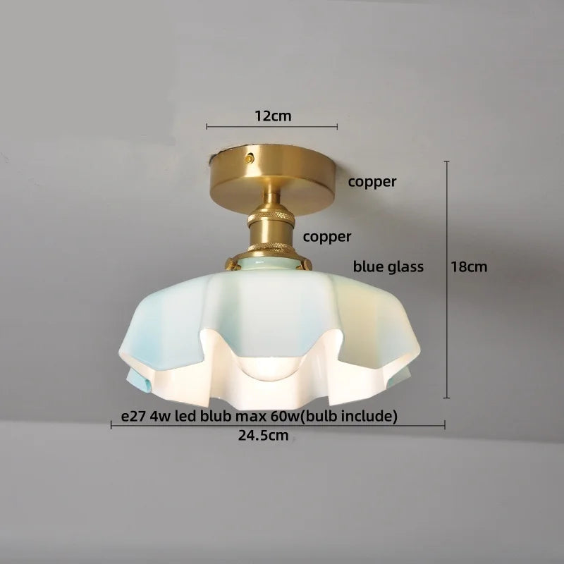DecorBites™ Blue Flower Glass LED Ceiling Light | Nordic Modern Flush Mount Lamp
