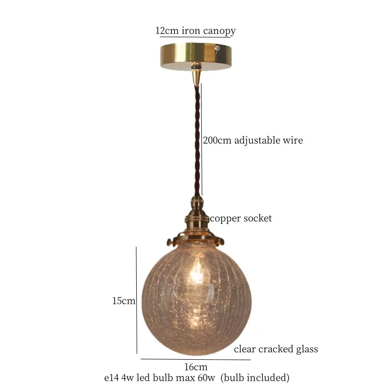 DecorBites™ Cracked Glass LED Pendant Light for Cafe Bar Kitchen Living Room