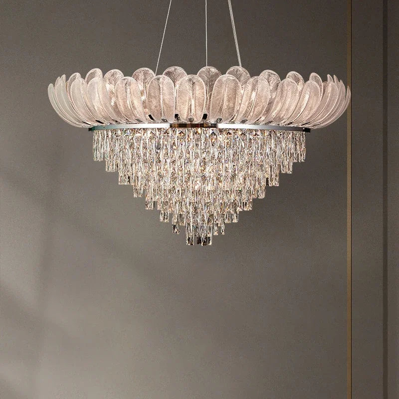 DecorBites™ Crystal Crown Chandelier: Luxe Ceiling Light for Home, Shop & Lobby