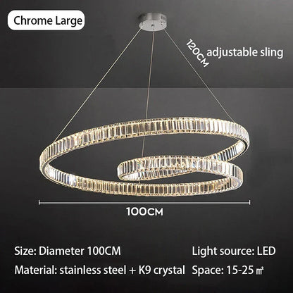DecorBites™ Crystal Chandelier LED Light Fixture, Luxury Decor Hanging Lamp, Modern Home Lighting