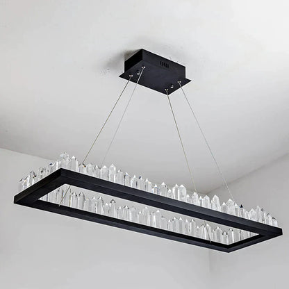 DecorBites™ Black Gold Rings Crystal Chandelier - Nordic Luxury LED Lighting for Living Room