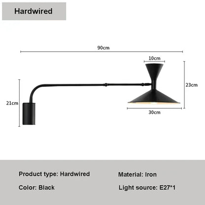 DecorBites™ Adjustable Long Arm Wall Lamp for Reading, Bedroom, LED Minimalist Swing Lighting