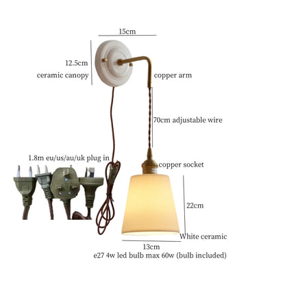 DecorBites™ Adjustable LED Wall Sconce Lamp Stripe Ceramic Copper Mirror Bedside