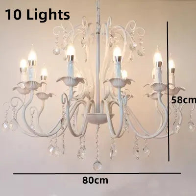 DecorBites™ Black White Metal Chandelier with Crystal Pendants for Elegant Home Lighting