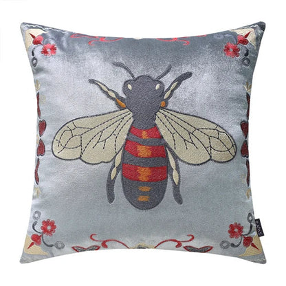 DecorBites™ Bee Embroidery Cushion Cover - Exquisite Animal Design for Sofa Decor