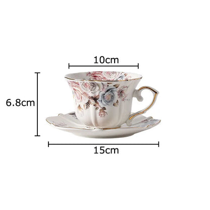 DecorBites™ Lace Edge Ceramic Tea Cup & Saucer Set for Dining & Coffee Table
