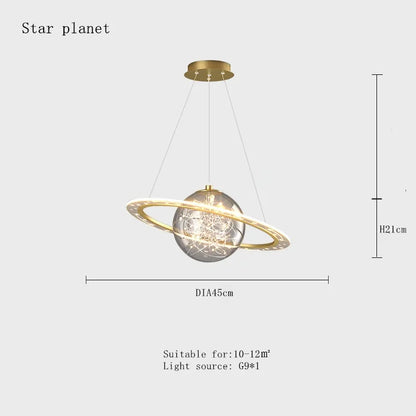DecorBites™ Children'S Space Star Astronaut LED Pendant Lamp for Boys Room, Acrylic Indoor Decor