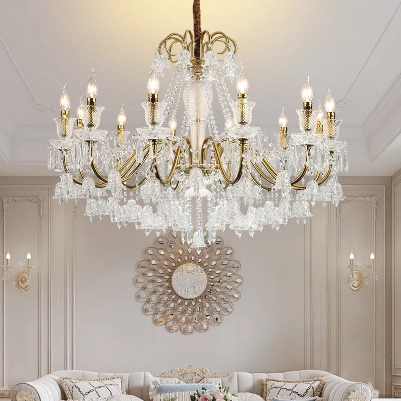 DecorBites™ Black Gold Crystal Chandelier Pendant Light for Elegant Living Spaces