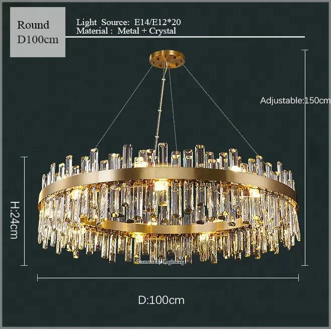 DecorBites™ Crystal LED Oval Chandelier for Dining Room Lighting