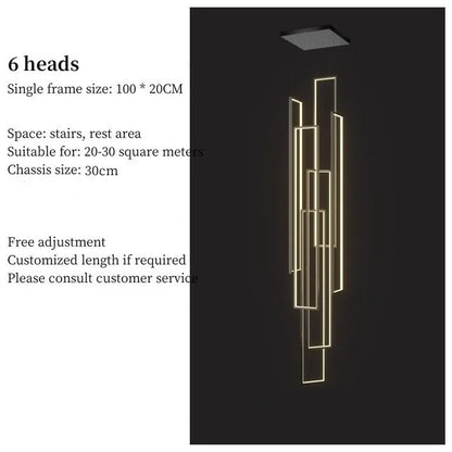 DecorBites™ LED Stair Chandelier: Luxury Loft Geometry Pendant Lamps for Modern Living