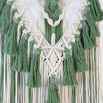 DecorBites™ Green Macrame Tassel Stick Wall Hanging for Home Decoration