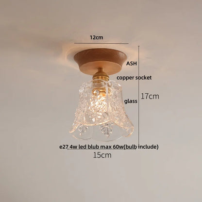DecorBites™ Lotus Glass LED Ceiling Light with Copper Base - Modern Nordic Design