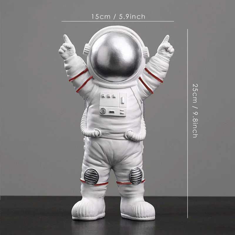 DecorBites™ Astronaut Figurines: Modern Spaceman with Moon Sculpture, Perfect Gift for Man & Boyfriend