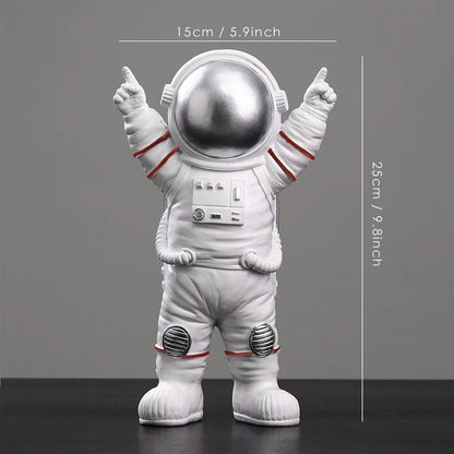 DecorBites™ Astronaut Figurines: Modern Spaceman with Moon Sculpture, Perfect Gift for Man & Boyfriend