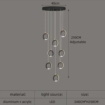 DecorBites™ Aluminum LED Chandelier Crystal Round Hanging Lamps Luxury Staircase Lighting Fixtures