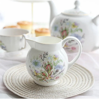 DecorBites™ Bone China Tea Set: Teapot, Teacup, Saucer, Fruit Plate, Tray, Mugs & Tableware