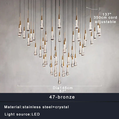 DecorBites™ Brass Crystal Ceiling Pendant Light Luxury Large Home Decor Fixture