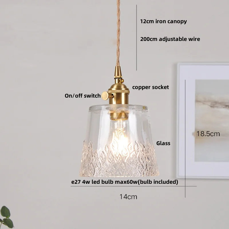 DecorBites™ Brass Glass LED Pendant Light: Nordic Modern Simple Home Decor Hanging Lamp