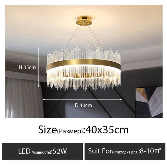 DecorBites™ Crystal LED Chandelier: Luxury Dimmable Pendant Light for Bedroom, Living, Dining Room