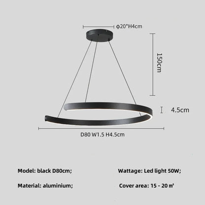 DecorBites™ Black LED Chandelier Pendant Light for Foyer Stairs Bar, Minimalist Indoor Hanging Lamp