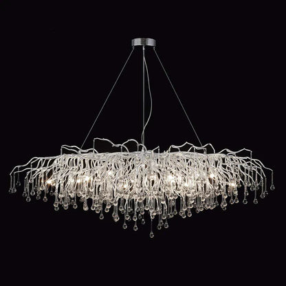 DecorBites™ Crystal Water Drop Branch Chandelier: Luxury LED Lighting for Hall, Living Room, or Bar